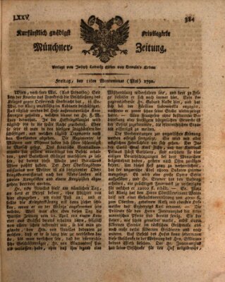 Kurfürstlich gnädigst privilegirte Münchner-Zeitung (Süddeutsche Presse) Freitag 11. Mai 1792