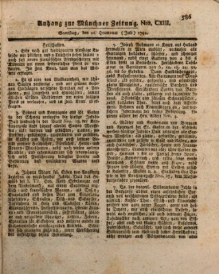 Kurfürstlich gnädigst privilegirte Münchner-Zeitung (Süddeutsche Presse) Samstag 21. Juli 1792