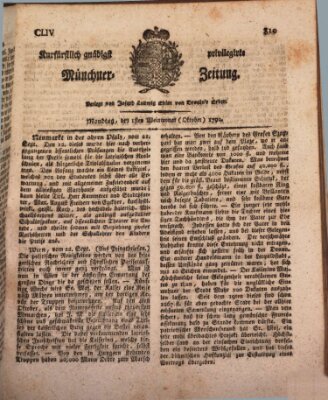 Kurfürstlich gnädigst privilegirte Münchner-Zeitung (Süddeutsche Presse) Montag 1. Oktober 1792