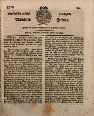Kurfürstlich gnädigst privilegirte Münchner-Zeitung (Süddeutsche Presse) Freitag 5. Oktober 1792