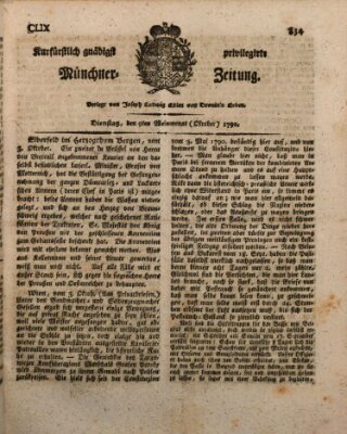 Kurfürstlich gnädigst privilegirte Münchner-Zeitung (Süddeutsche Presse) Dienstag 9. Oktober 1792