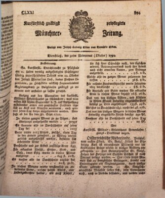 Kurfürstlich gnädigst privilegirte Münchner-Zeitung (Süddeutsche Presse) Dienstag 30. Oktober 1792