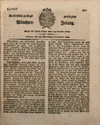 Kurfürstlich gnädigst privilegirte Münchner-Zeitung (Süddeutsche Presse) Freitag 2. November 1792