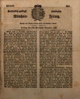 Kurfürstlich gnädigst privilegirte Münchner-Zeitung (Süddeutsche Presse) Freitag 16. November 1792