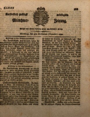Kurfürstlich gnädigst privilegirte Münchner-Zeitung (Süddeutsche Presse) Montag 3. Dezember 1792