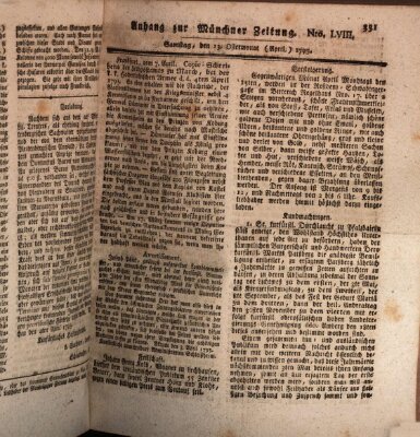 Kurfürstlich gnädigst privilegirte Münchner-Zeitung (Süddeutsche Presse) Samstag 13. April 1793