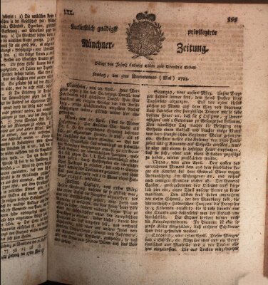 Kurfürstlich gnädigst privilegirte Münchner-Zeitung (Süddeutsche Presse) Freitag 3. Mai 1793