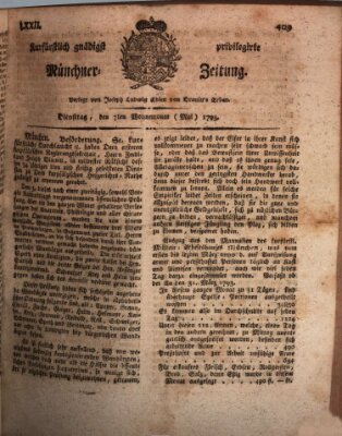 Kurfürstlich gnädigst privilegirte Münchner-Zeitung (Süddeutsche Presse) Dienstag 7. Mai 1793