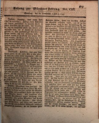 Kurfürstlich gnädigst privilegirte Münchner-Zeitung (Süddeutsche Presse) Samstag 20. Juli 1793
