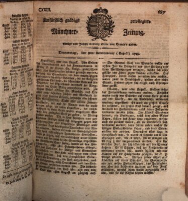 Kurfürstlich gnädigst privilegirte Münchner-Zeitung (Süddeutsche Presse) Donnerstag 8. August 1793