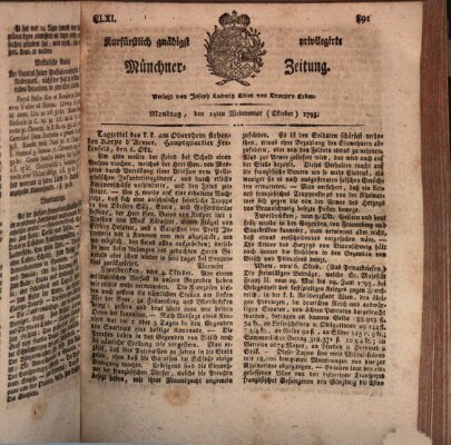 Kurfürstlich gnädigst privilegirte Münchner-Zeitung (Süddeutsche Presse) Montag 14. Oktober 1793
