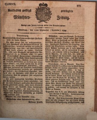 Kurfürstlich gnädigst privilegirte Münchner-Zeitung (Süddeutsche Presse) Montag 11. November 1793