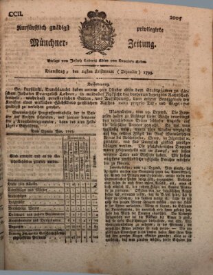 Kurfürstlich gnädigst privilegirte Münchner-Zeitung (Süddeutsche Presse) Dienstag 24. Dezember 1793