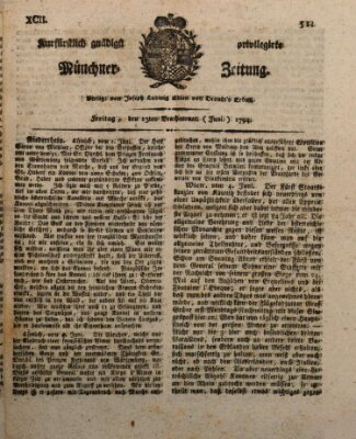 Kurfürstlich gnädigst privilegirte Münchner-Zeitung (Süddeutsche Presse) Freitag 13. Juni 1794