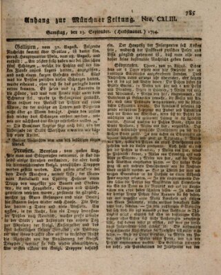 Kurfürstlich gnädigst privilegirte Münchner-Zeitung (Süddeutsche Presse) Samstag 13. September 1794