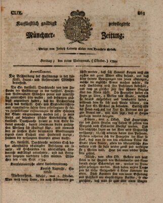 Kurfürstlich gnädigst privilegirte Münchner-Zeitung (Süddeutsche Presse) Freitag 10. Oktober 1794