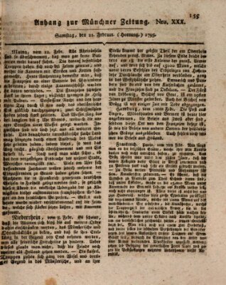Kurfürstlich gnädigst privilegirte Münchner-Zeitung (Süddeutsche Presse) Samstag 21. Februar 1795