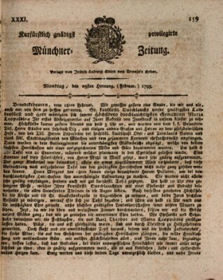 Kurfürstlich gnädigst privilegirte Münchner-Zeitung (Süddeutsche Presse) Montag 23. Februar 1795
