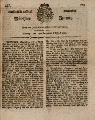 Kurfürstlich gnädigst privilegirte Münchner-Zeitung (Süddeutsche Presse) Freitag 13. März 1795