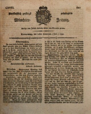 Kurfürstlich gnädigst privilegirte Münchner-Zeitung (Süddeutsche Presse) Donnerstag 30. Juli 1795