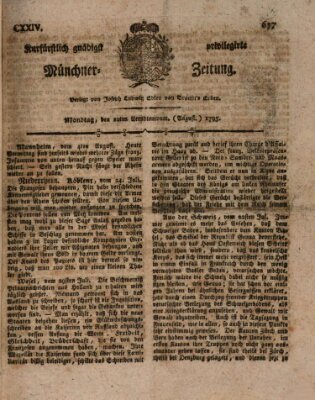 Kurfürstlich gnädigst privilegirte Münchner-Zeitung (Süddeutsche Presse) Montag 10. August 1795