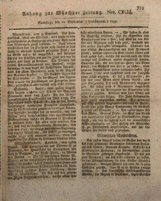 Kurfürstlich gnädigst privilegirte Münchner-Zeitung (Süddeutsche Presse) Samstag 12. September 1795