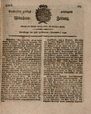 Kurfürstlich gnädigst privilegirte Münchner-Zeitung (Süddeutsche Presse) Dienstag 15. September 1795