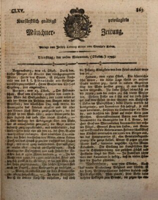 Kurfürstlich gnädigst privilegirte Münchner-Zeitung (Süddeutsche Presse) Dienstag 20. Oktober 1795