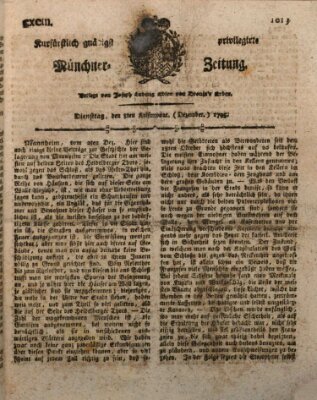 Kurfürstlich gnädigst privilegirte Münchner-Zeitung (Süddeutsche Presse) Dienstag 8. Dezember 1795
