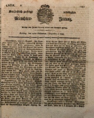 Kurfürstlich gnädigst privilegirte Münchner-Zeitung (Süddeutsche Presse) Freitag 18. Dezember 1795