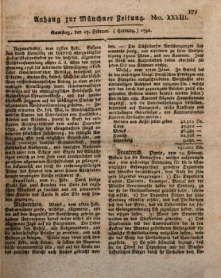 Kurfürstlich gnädigst privilegirte Münchner-Zeitung (Süddeutsche Presse) Samstag 27. Februar 1796