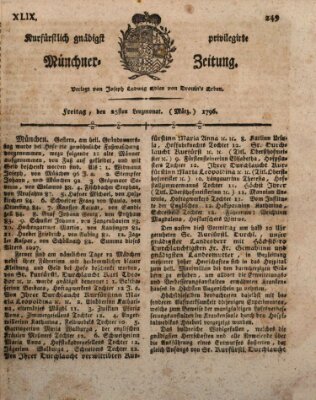 Kurfürstlich gnädigst privilegirte Münchner-Zeitung (Süddeutsche Presse) Freitag 25. März 1796