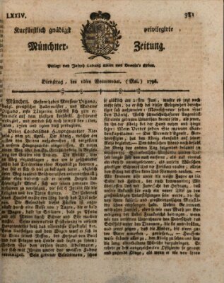 Kurfürstlich gnädigst privilegirte Münchner-Zeitung (Süddeutsche Presse) Dienstag 10. Mai 1796