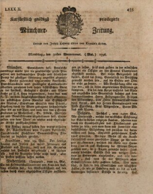 Kurfürstlich gnädigst privilegirte Münchner-Zeitung (Süddeutsche Presse) Montag 30. Mai 1796