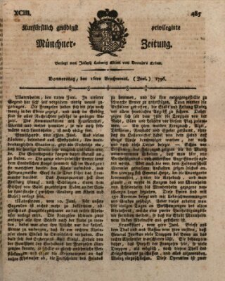 Kurfürstlich gnädigst privilegirte Münchner-Zeitung (Süddeutsche Presse) Donnerstag 16. Juni 1796