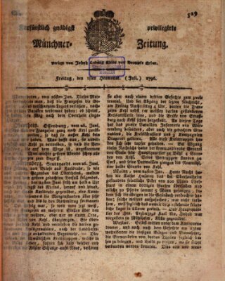 Kurfürstlich gnädigst privilegirte Münchner-Zeitung (Süddeutsche Presse) Freitag 1. Juli 1796
