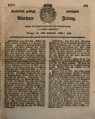 Kurfürstlich gnädigst privilegirte Münchner-Zeitung (Süddeutsche Presse) Freitag 22. Juli 1796