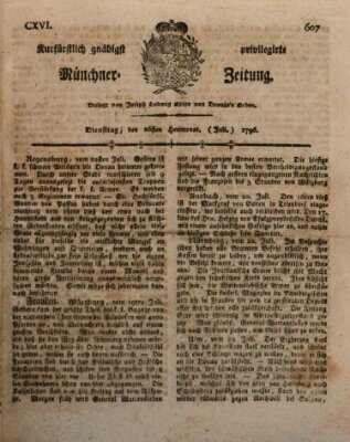 Kurfürstlich gnädigst privilegirte Münchner-Zeitung (Süddeutsche Presse) Dienstag 26. Juli 1796