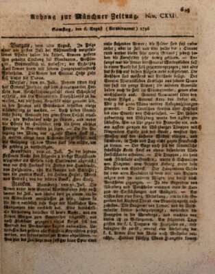 Kurfürstlich gnädigst privilegirte Münchner-Zeitung (Süddeutsche Presse) Samstag 6. August 1796