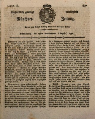 Kurfürstlich gnädigst privilegirte Münchner-Zeitung (Süddeutsche Presse) Donnerstag 25. August 1796