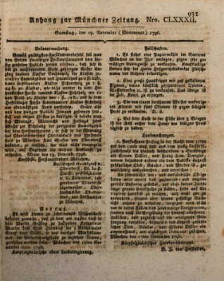 Kurfürstlich gnädigst privilegirte Münchner-Zeitung (Süddeutsche Presse) Samstag 19. November 1796