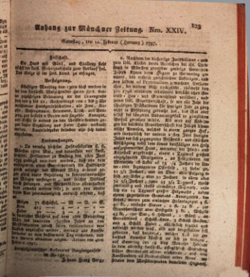 Kurfürstlich gnädigst privilegirte Münchner-Zeitung (Süddeutsche Presse) Samstag 11. Februar 1797