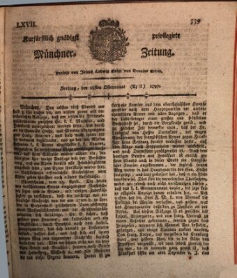 Kurfürstlich gnädigst privilegirte Münchner-Zeitung (Süddeutsche Presse) Freitag 28. April 1797