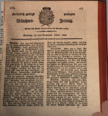 Kurfürstlich gnädigst privilegirte Münchner-Zeitung (Süddeutsche Presse) Montag 12. Juni 1797