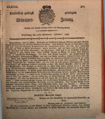 Kurfürstlich gnädigst privilegirte Münchner-Zeitung (Süddeutsche Presse) Dienstag 24. Oktober 1797