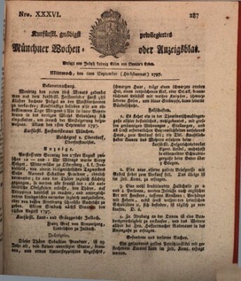 Kurfürstlich gnädigst privilegirte Münchner-Zeitung (Süddeutsche Presse) Mittwoch 6. September 1797