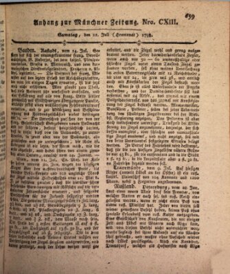 Kurfürstlich gnädigst privilegirte Münchner-Zeitung (Süddeutsche Presse) Samstag 21. Juli 1798