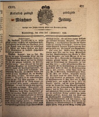 Kurfürstlich gnädigst privilegirte Münchner-Zeitung (Süddeutsche Presse) Donnerstag 26. Juli 1798