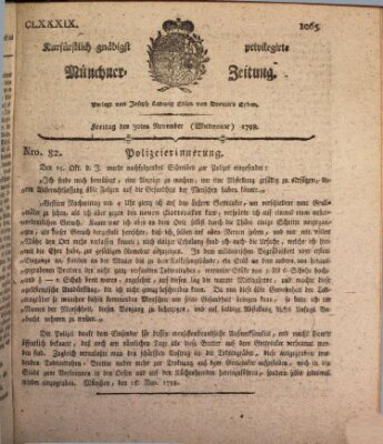 Kurfürstlich gnädigst privilegirte Münchner-Zeitung (Süddeutsche Presse) Freitag 30. November 1798