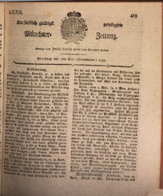 Kurfürstlich gnädigst privilegirte Münchner-Zeitung (Süddeutsche Presse) Dienstag 7. Mai 1799